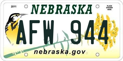 NE license plate AFW944