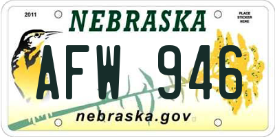 NE license plate AFW946