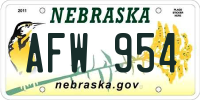 NE license plate AFW954