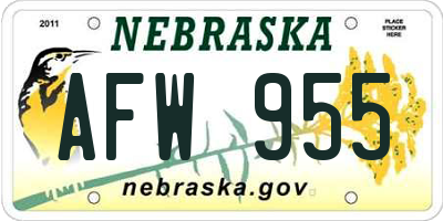 NE license plate AFW955