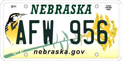 NE license plate AFW956