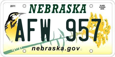 NE license plate AFW957