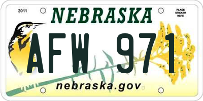 NE license plate AFW971