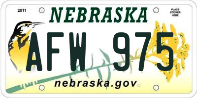 NE license plate AFW975