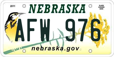 NE license plate AFW976