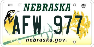 NE license plate AFW977