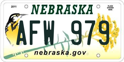 NE license plate AFW979