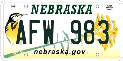 NE license plate AFW983