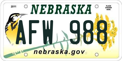 NE license plate AFW988
