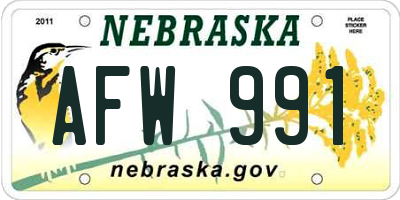 NE license plate AFW991