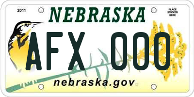 NE license plate AFX000