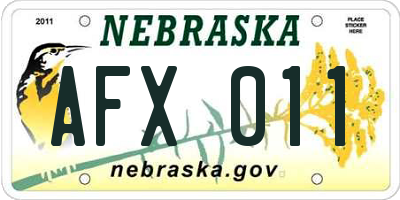 NE license plate AFX011