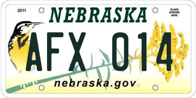 NE license plate AFX014