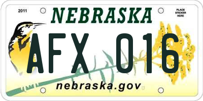 NE license plate AFX016