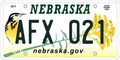 NE license plate AFX021