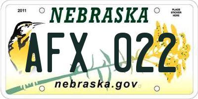 NE license plate AFX022