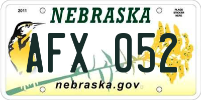 NE license plate AFX052