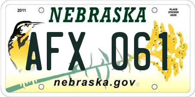 NE license plate AFX061