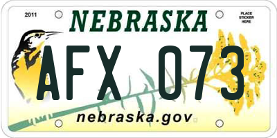 NE license plate AFX073