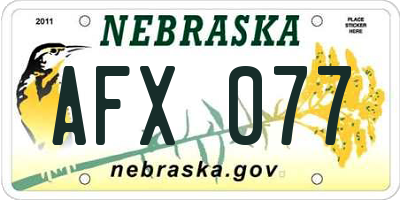 NE license plate AFX077