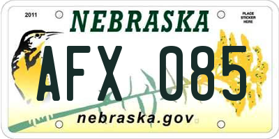 NE license plate AFX085
