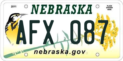 NE license plate AFX087