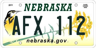 NE license plate AFX112