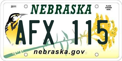 NE license plate AFX115