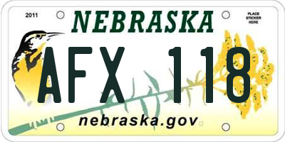 NE license plate AFX118