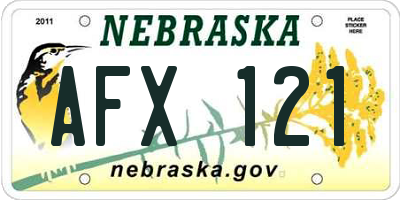 NE license plate AFX121