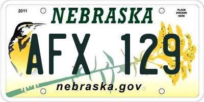 NE license plate AFX129