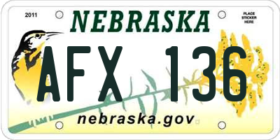 NE license plate AFX136