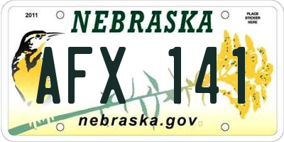 NE license plate AFX141