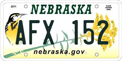 NE license plate AFX152