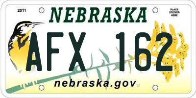 NE license plate AFX162