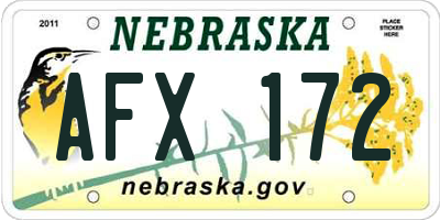 NE license plate AFX172