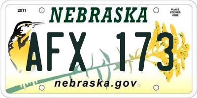 NE license plate AFX173