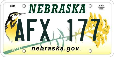 NE license plate AFX177