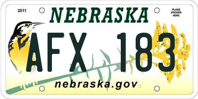 NE license plate AFX183