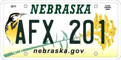 NE license plate AFX201
