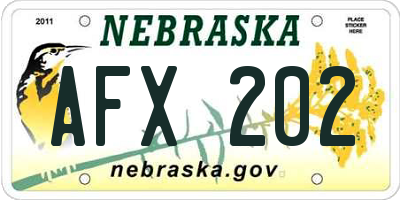 NE license plate AFX202