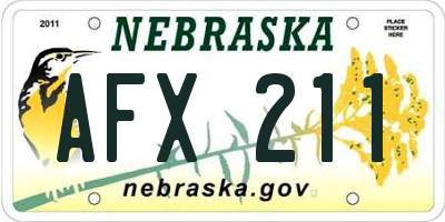 NE license plate AFX211