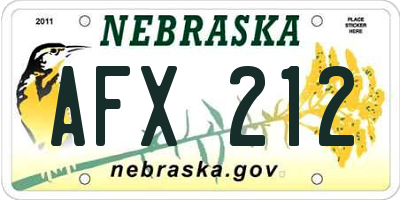 NE license plate AFX212