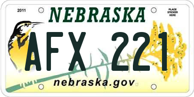 NE license plate AFX221