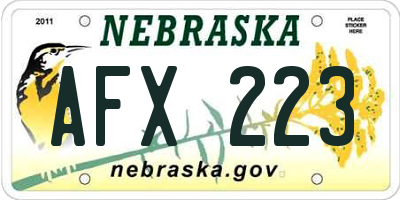NE license plate AFX223