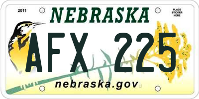 NE license plate AFX225