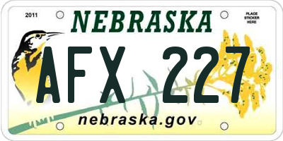 NE license plate AFX227