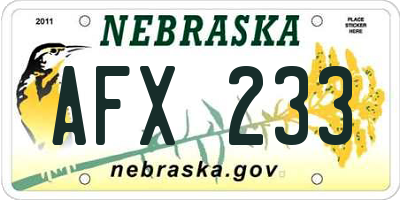 NE license plate AFX233