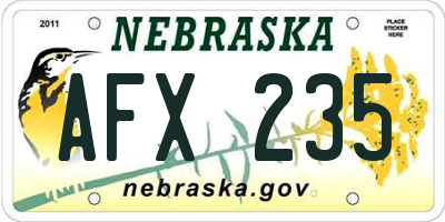 NE license plate AFX235