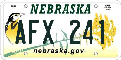 NE license plate AFX241